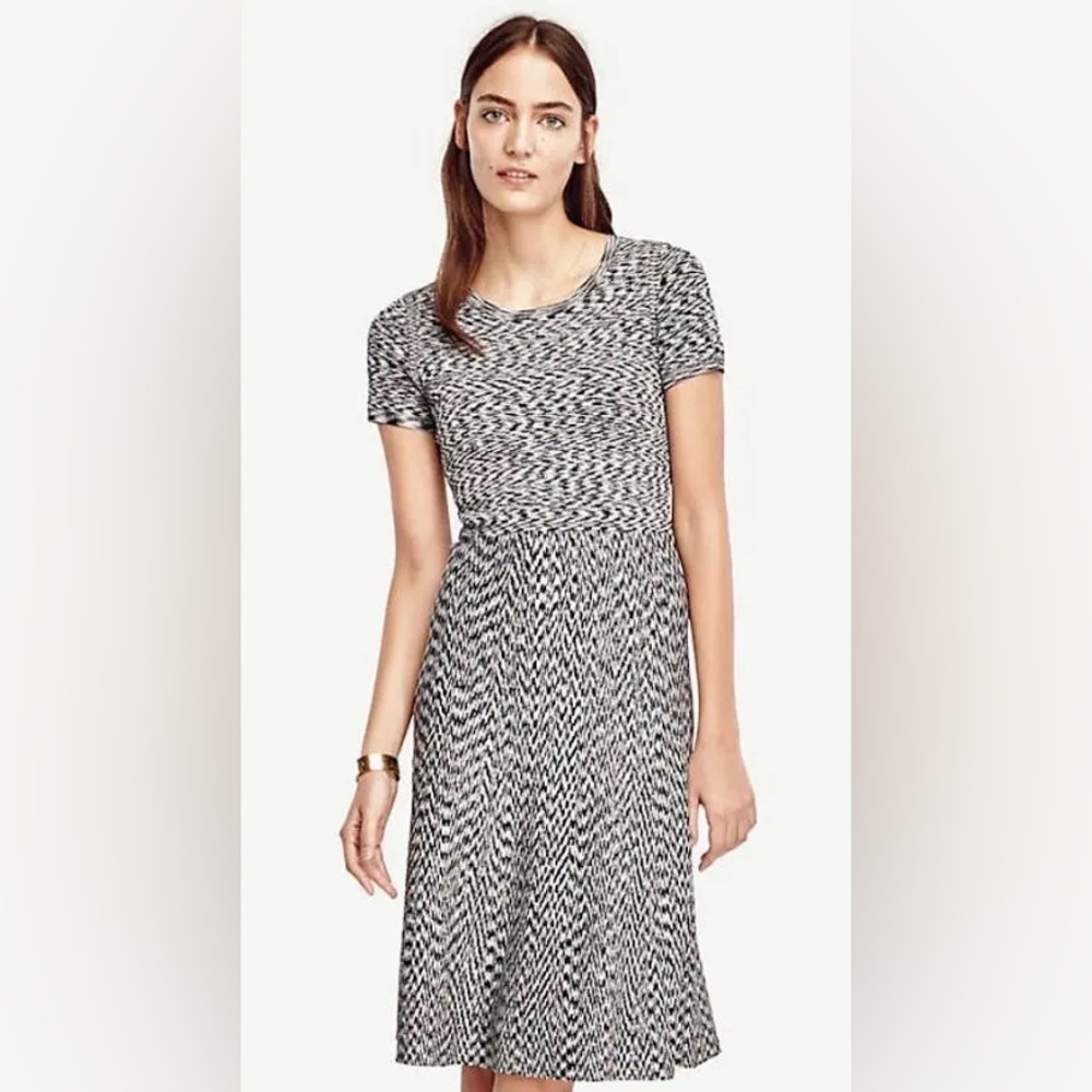 Ann Taylor LIKE NEW Size XSP Knit Spacedye Fit and Flare Midi Dress